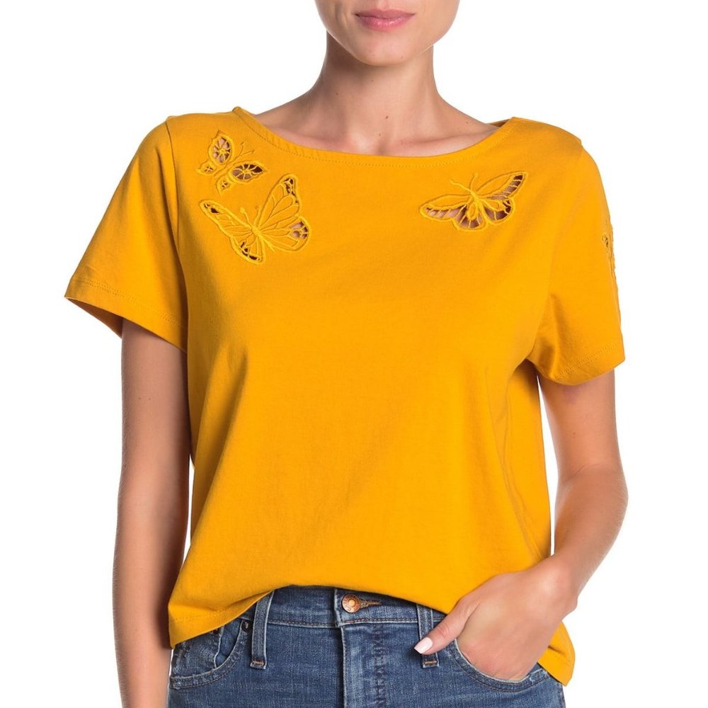 Madewell Butterfly Embroidered Eyelet Top NWT